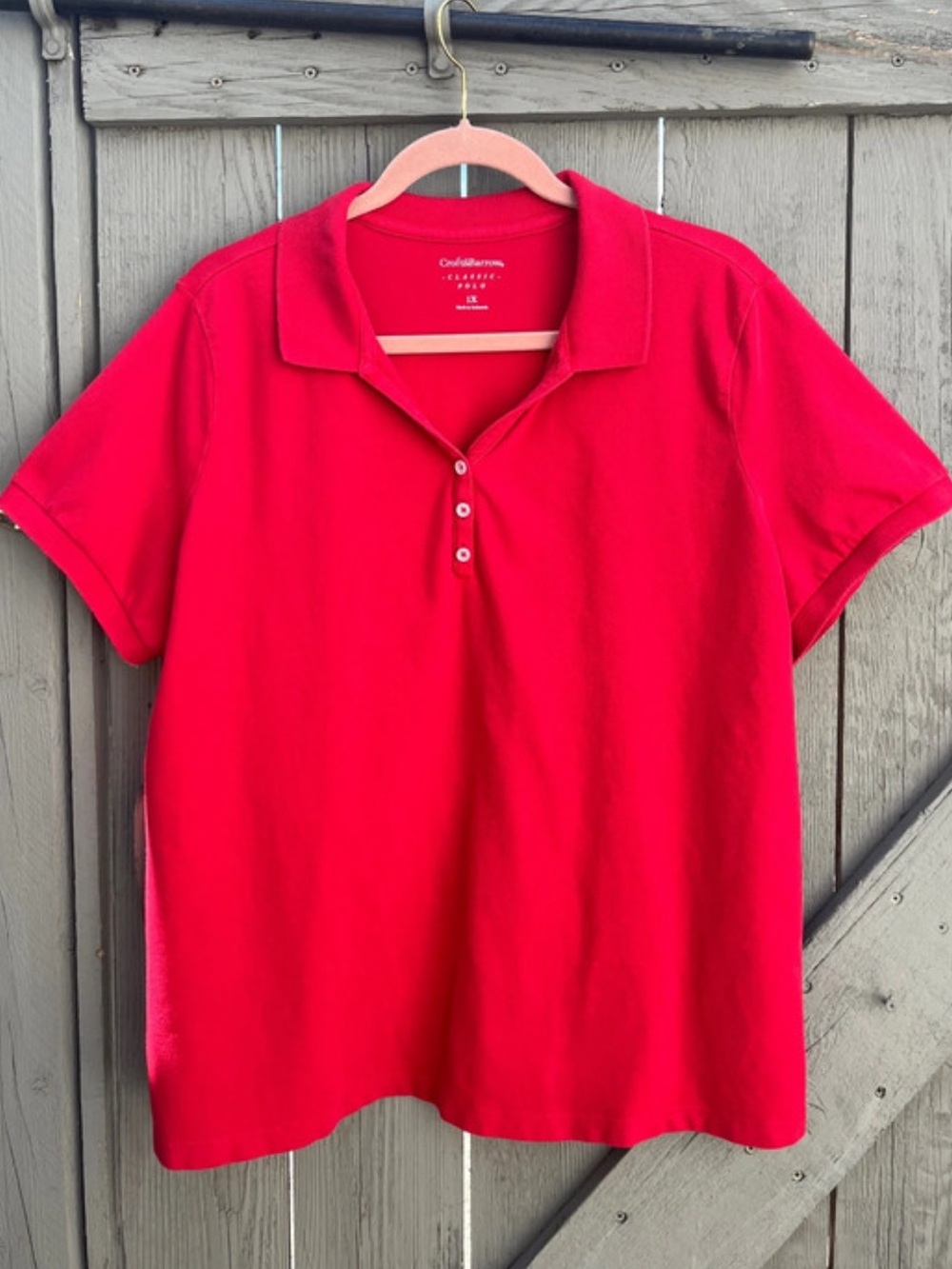 Croft & Barrow Short Sleeve Knit Polo Shirt Red Size 1X
